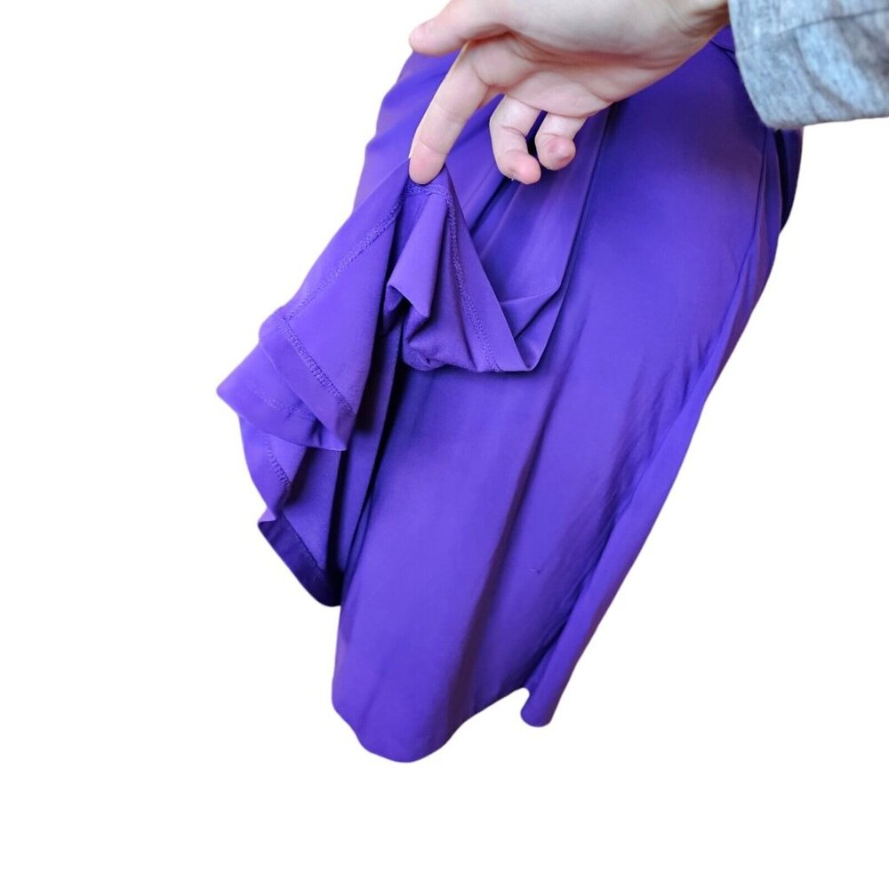 Y2K Lauren Ralph Lauren Sz 4 Purple Jersey Faux Wrap Dress Sleeveless Below Knee - Picture 5 of 13